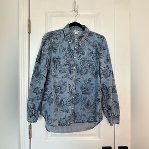 Sundance Women’s Floral Fountains Chambray Button Down Top (Size M)